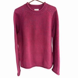 Vtg Ll Bean 100% Lambswool Roll Neck Sweater Men's Red Blue Fisherman XL Preppy